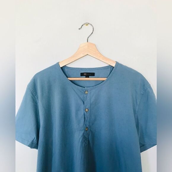 Frye Short Sleeve Henley Tee Blue Mens - Picture 4 of 7
